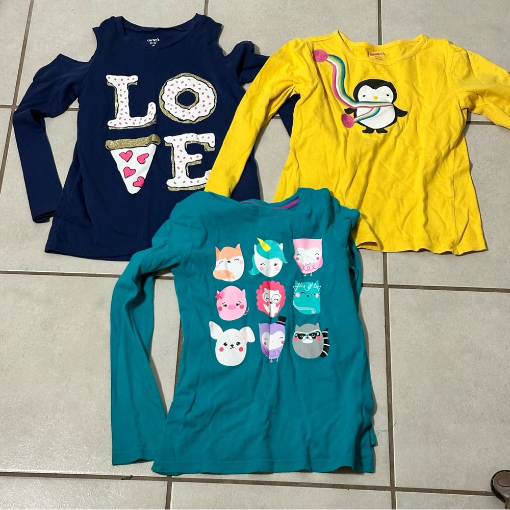 Carter’s, Circo & Crazy 8 Kids Girl Graphic‎ Long Sleeve Shirt size M(7/8)